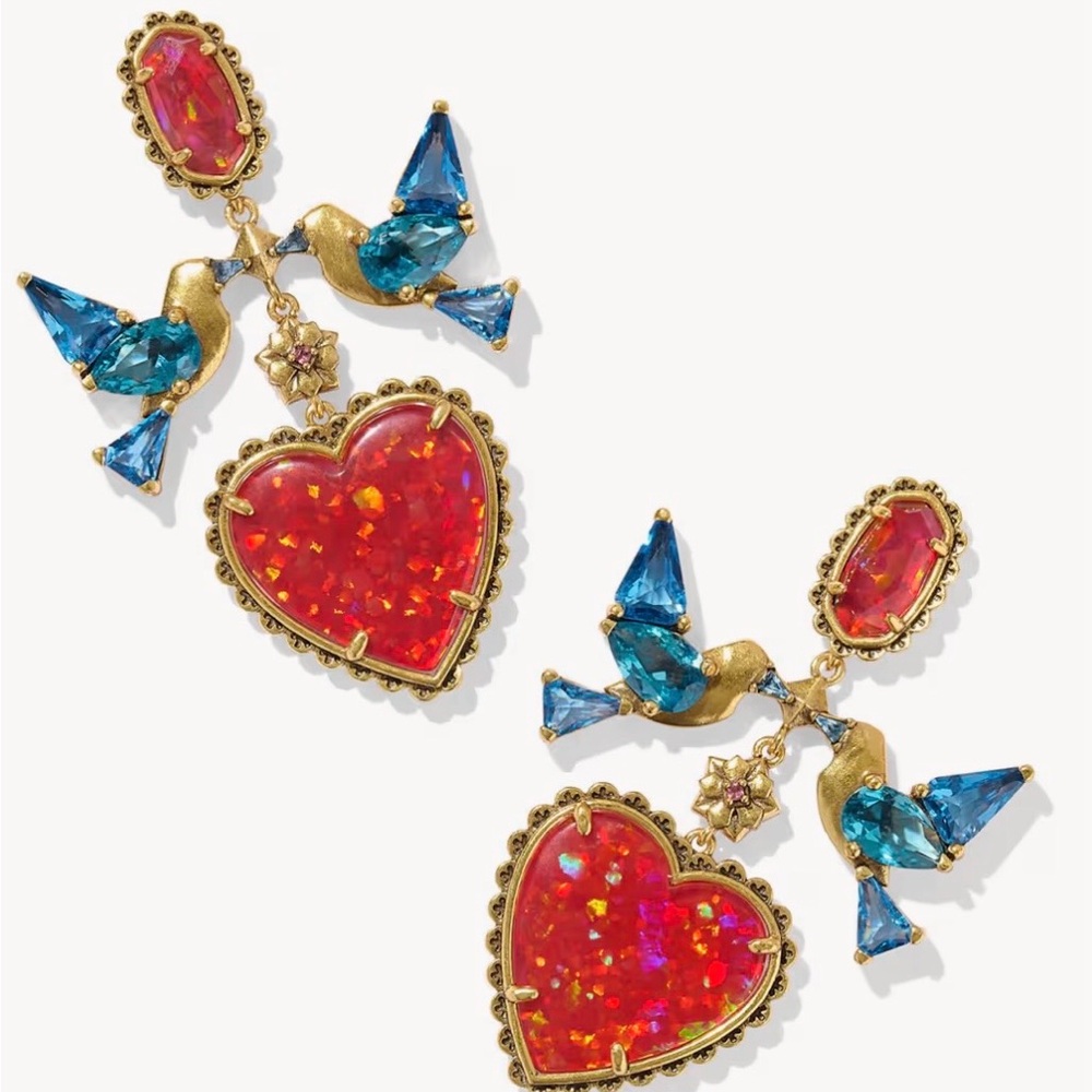 Kendra Scott Disney Heart-Shaped Red and Blue Earrings